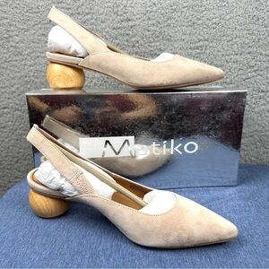 Matiko Shoes Circa Womens EUR 36 US 6 Peach Pointed Toe Slingback Sphere Heel